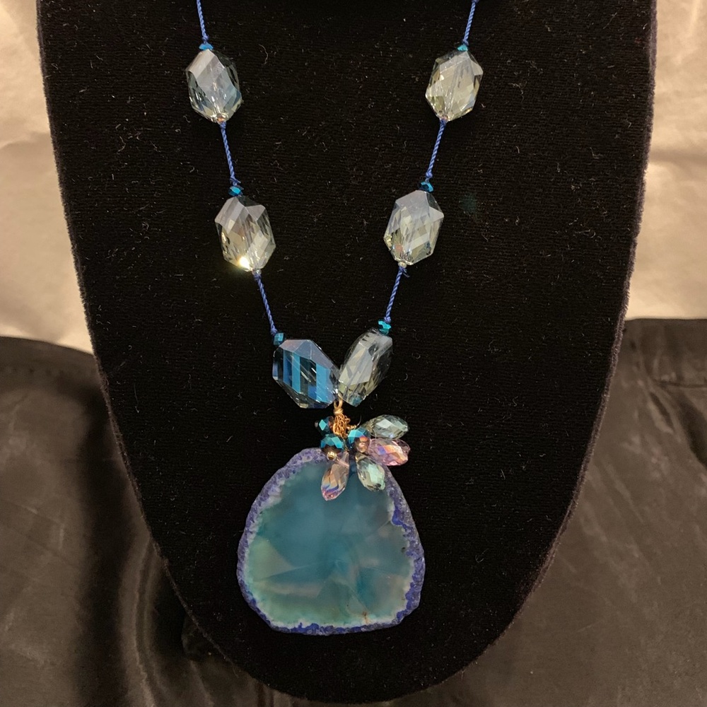 Semi precious crystal stone necklace, hand made